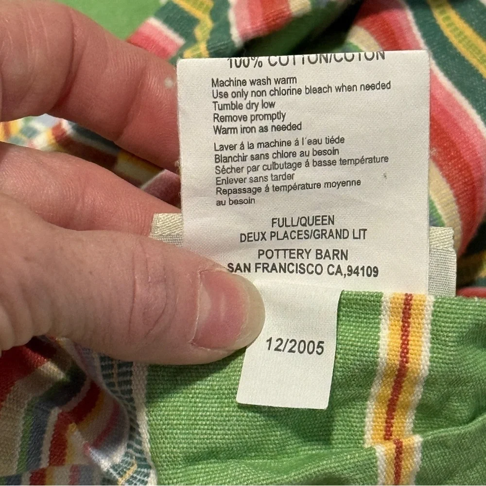 Pottery Barn Newport Stripe Full Queen Duvet Cover & Pair Matching Shams